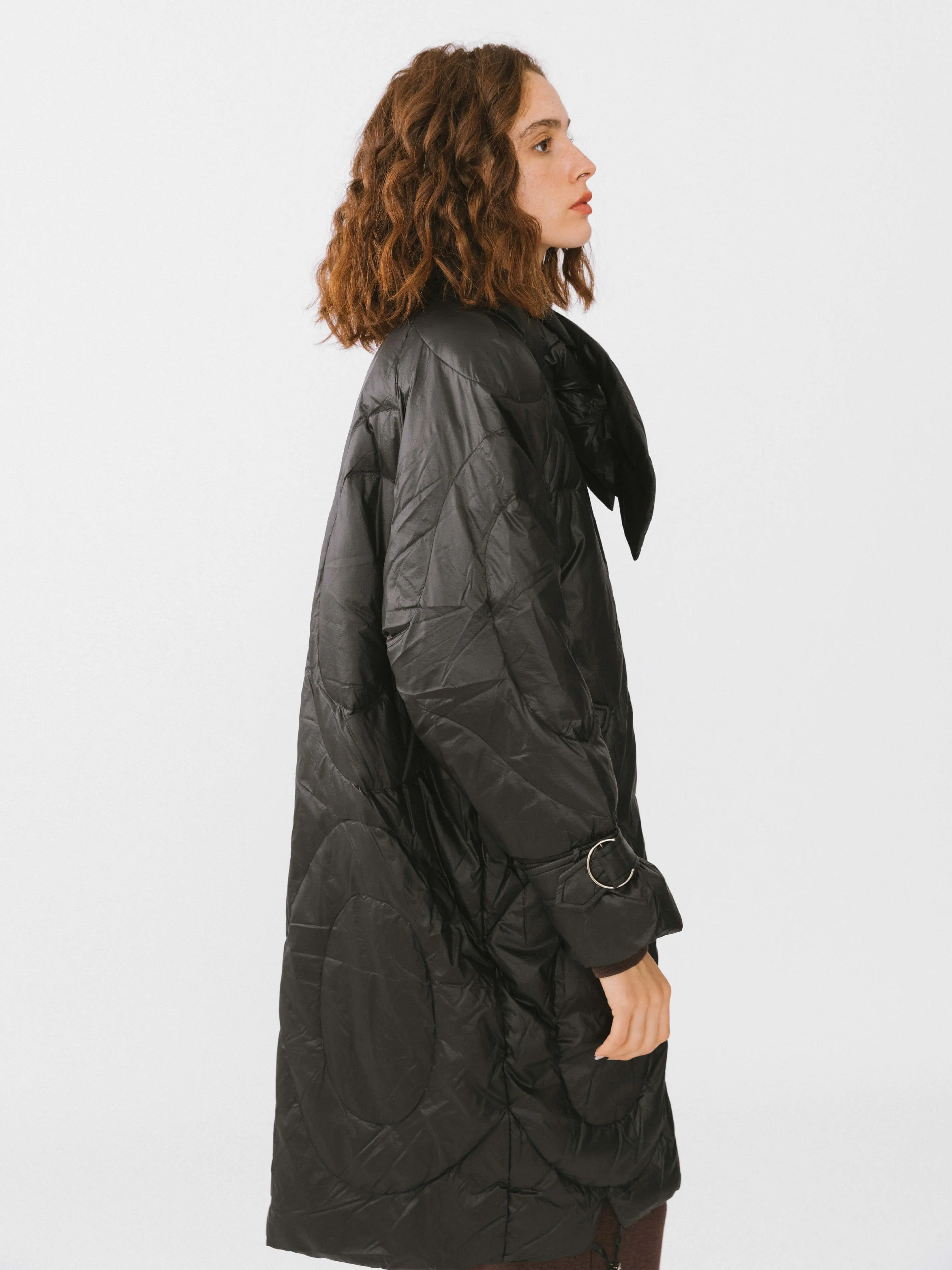 Long Duck Down Coat With Scarf