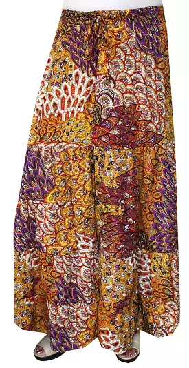 Long Indian Womens Printed Skirt India Apparel (Yellow)