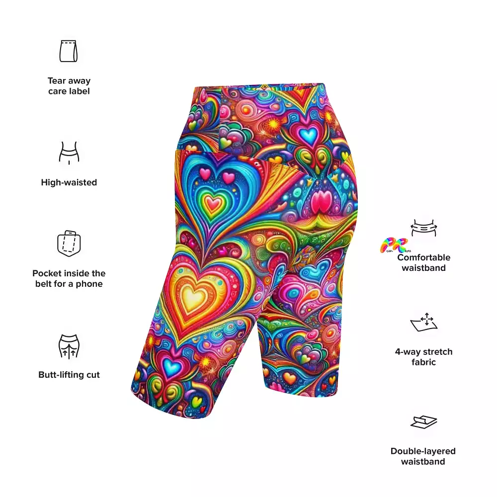 Love Dreamscape Rave Biker Shorts