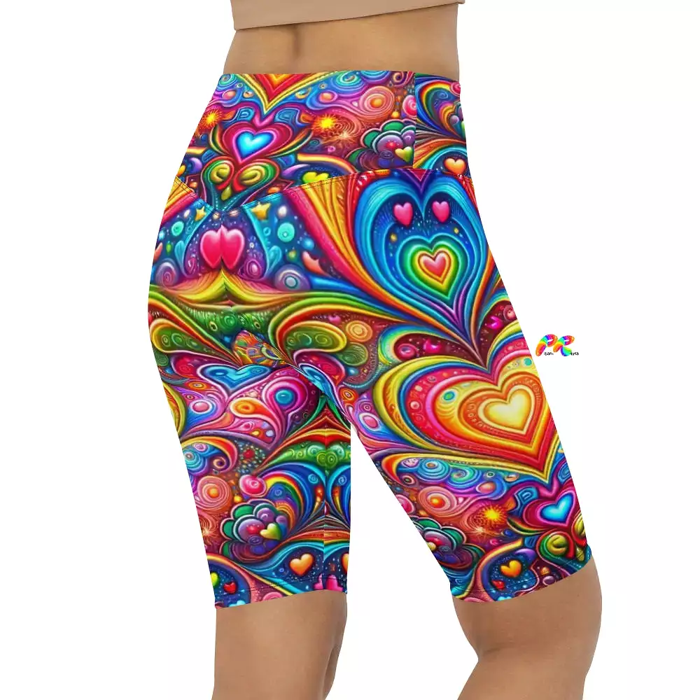 Love Dreamscape Rave Biker Shorts