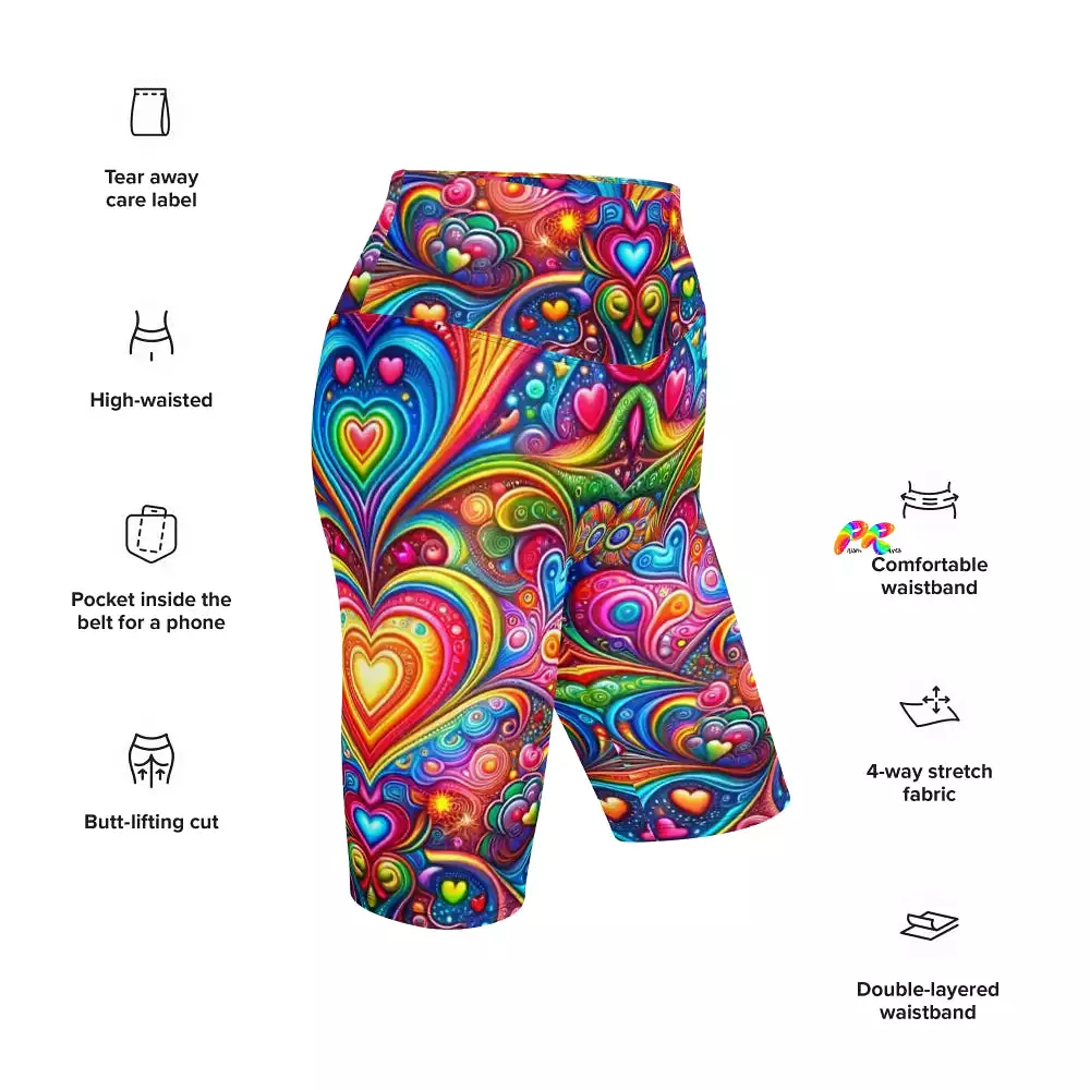 Love Dreamscape Rave Biker Shorts