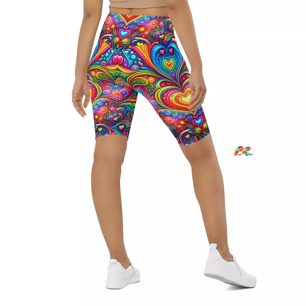 Love Dreamscape Rave Biker Shorts