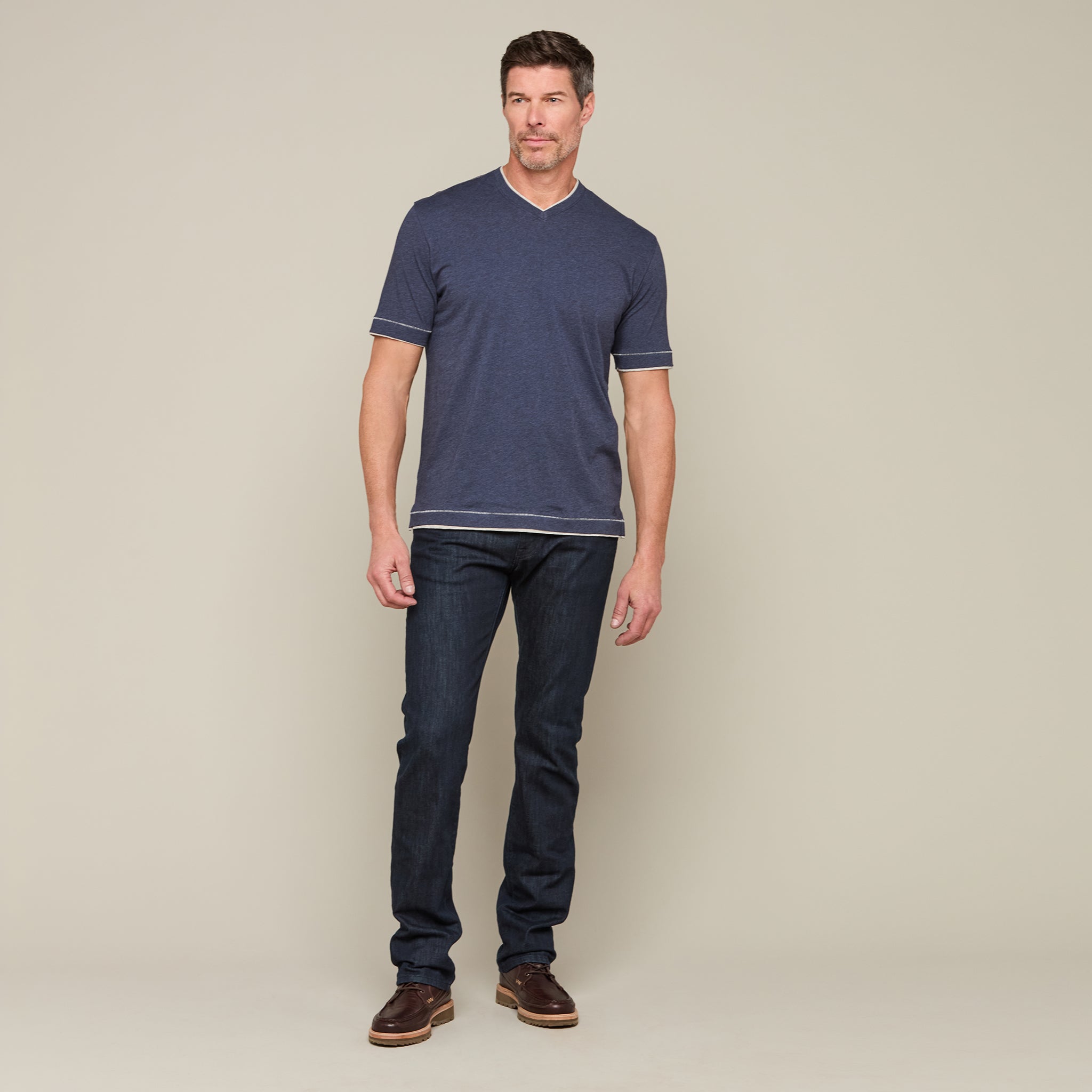 Lucchese Pima Cotton V-Neck :: Navy