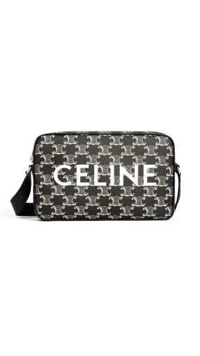 Medium Messenger Bag in Triomphe Canvas with Celine Print - Black/White