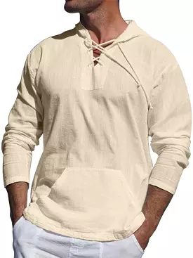 Men Cross Straps Hooded Top