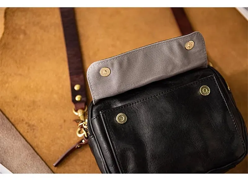 Men's Luxury Handmade Genuine Leather Small Shoulder Crossbody Messenger bag