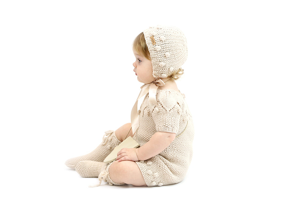 Merino wool Hand knitted Beige Dress