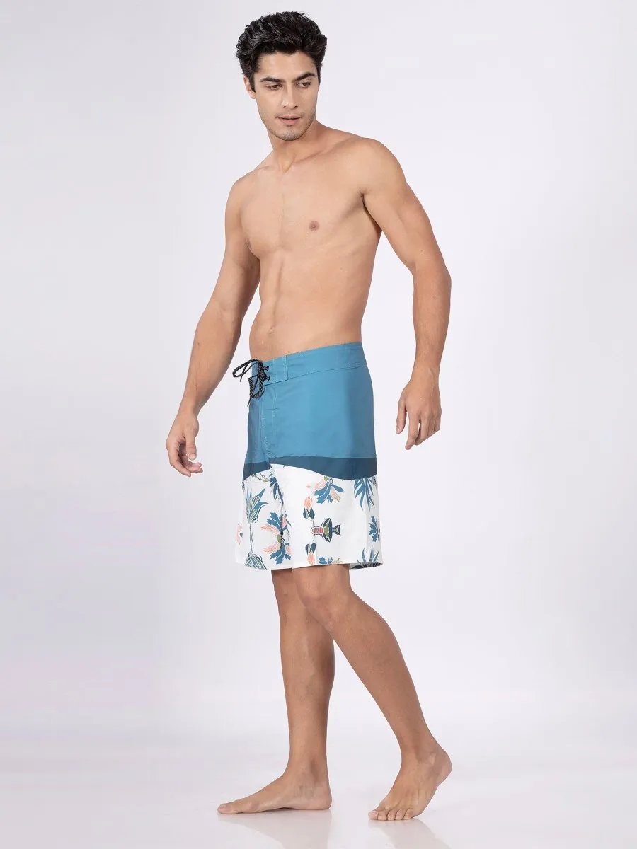 Mid-Rise Blue Quick Dry Swim Shorts Men