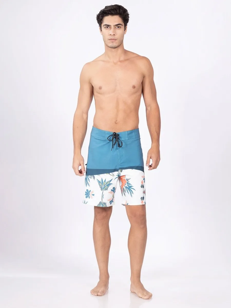 Mid-Rise Blue Quick Dry Swim Shorts Men