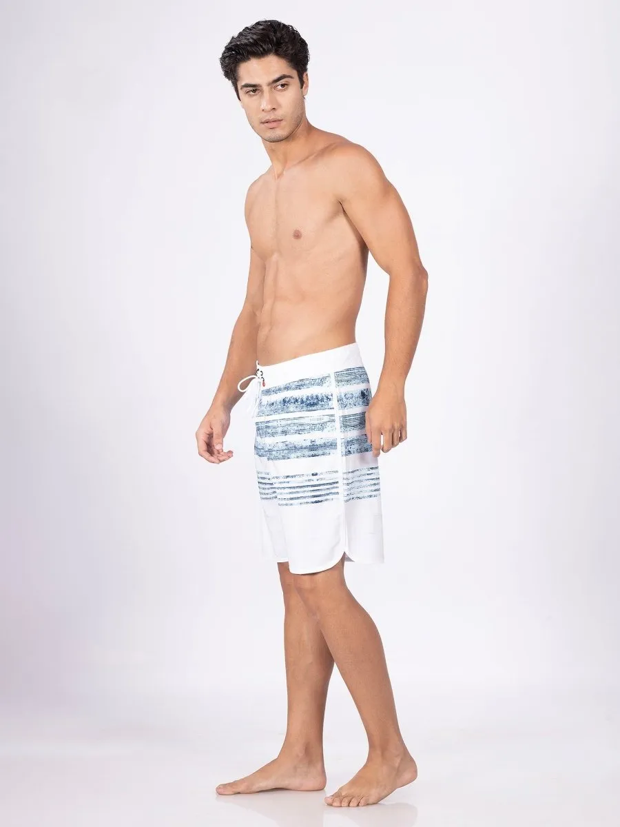 Mid-Rise White Quick Dry Swim Shorts Men