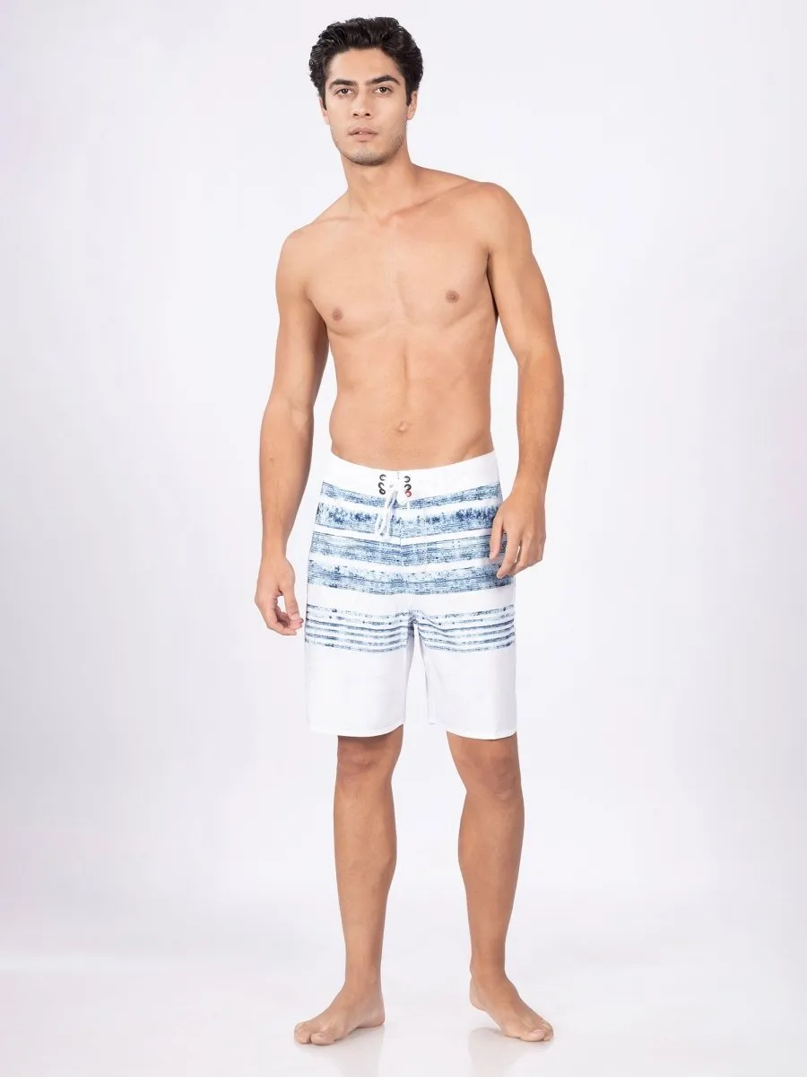 Mid-Rise White Quick Dry Swim Shorts Men