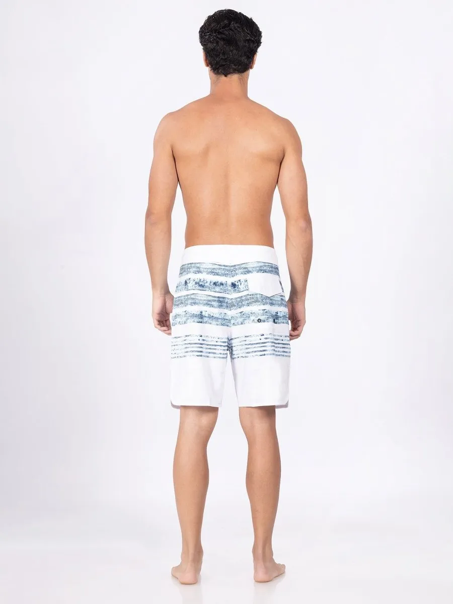 Mid-Rise White Quick Dry Swim Shorts Men