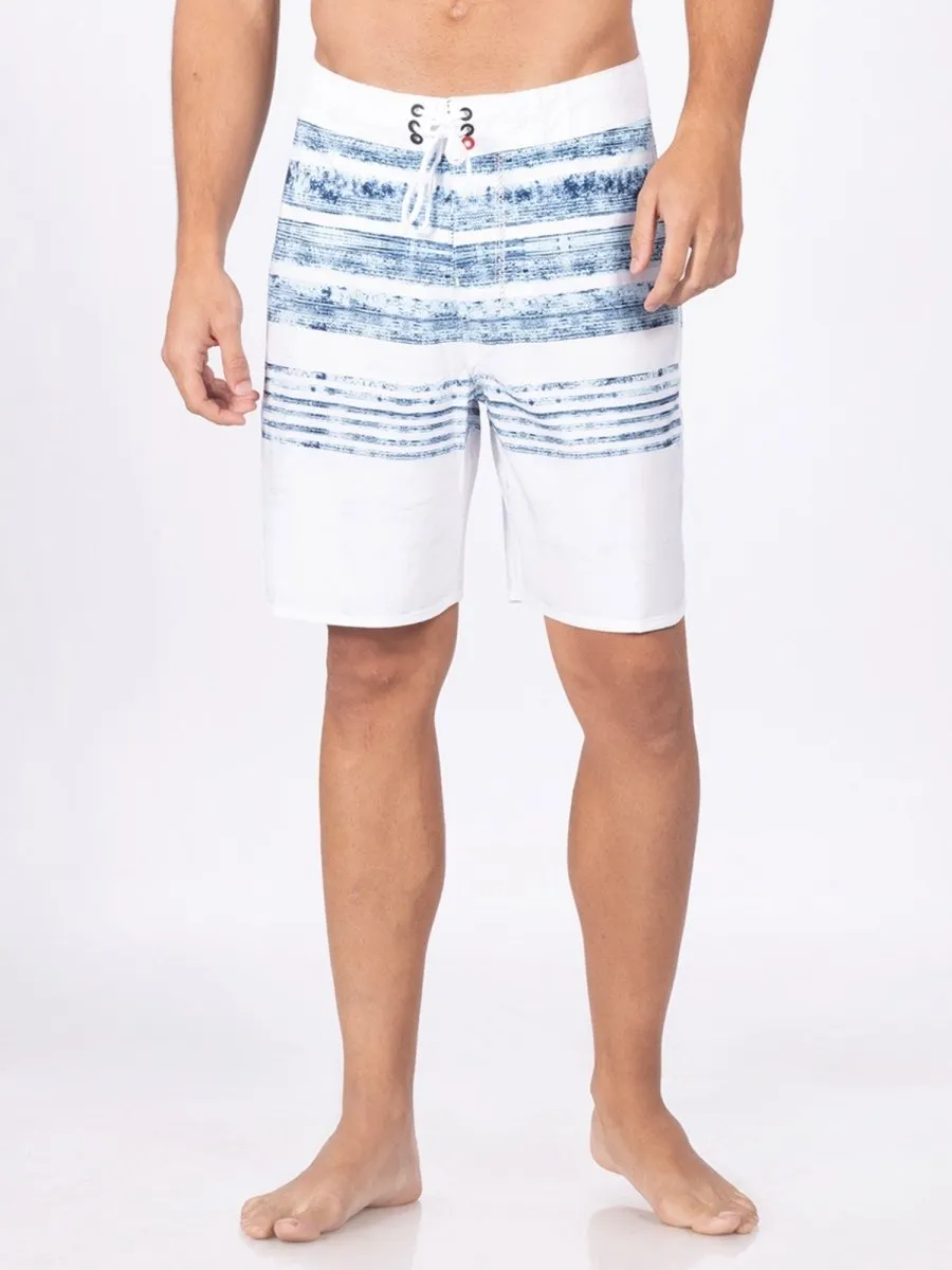 Mid-Rise White Quick Dry Swim Shorts Men