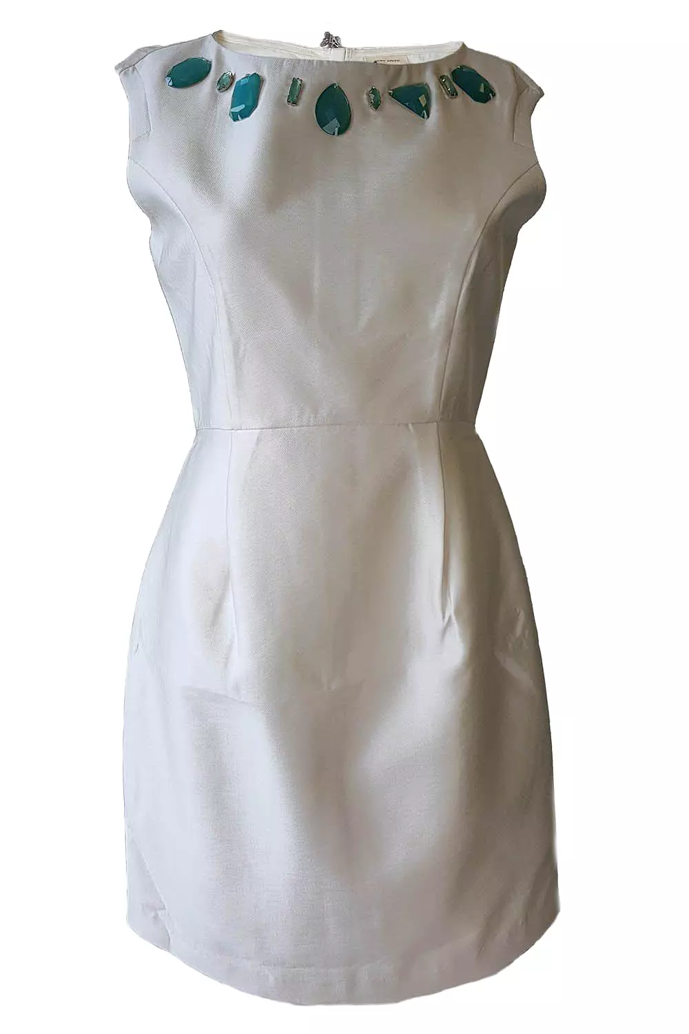 MISS SIXTY Ivory Embellished Sleeveless Shift Dress (M)