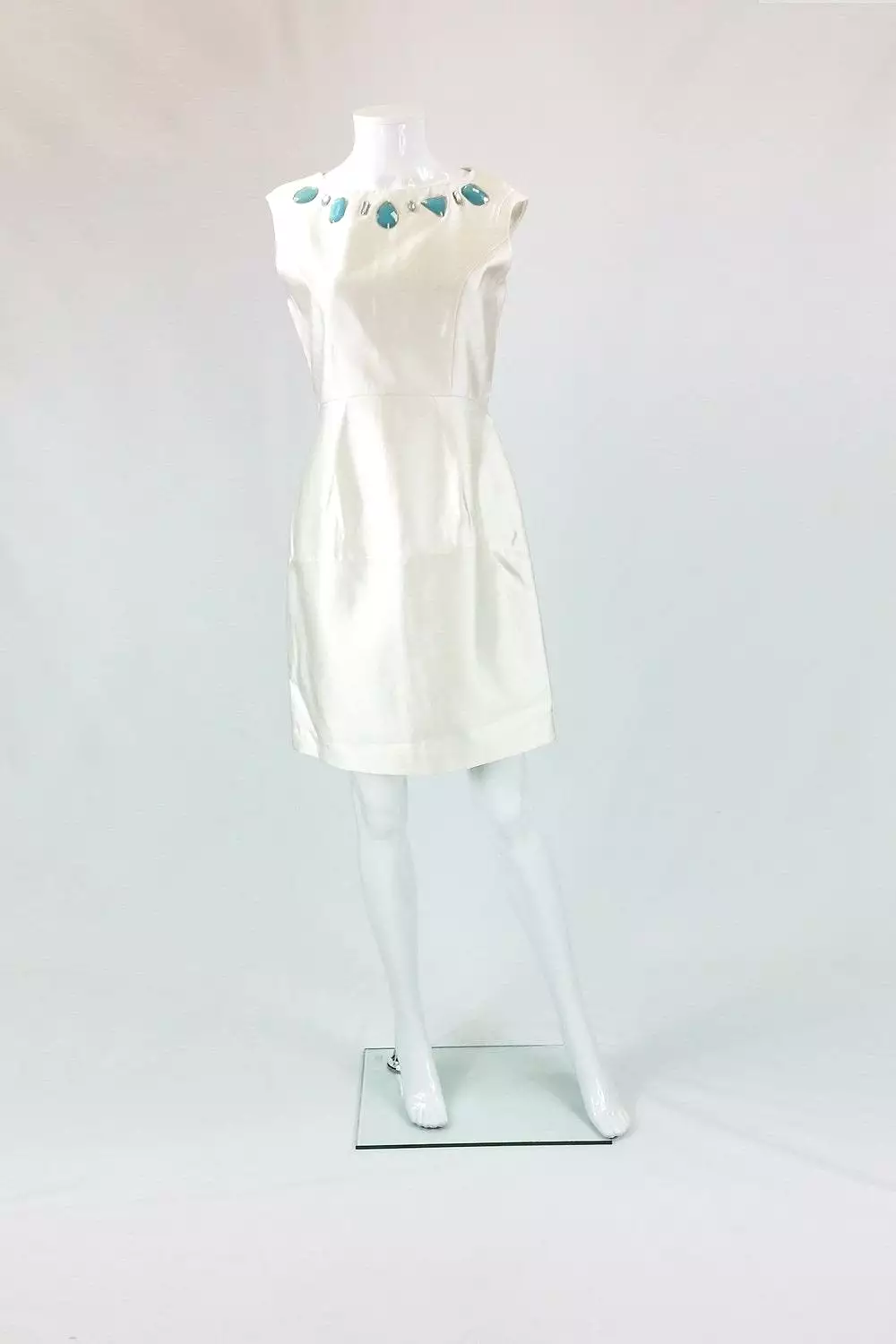 MISS SIXTY Ivory Embellished Sleeveless Shift Dress (M)