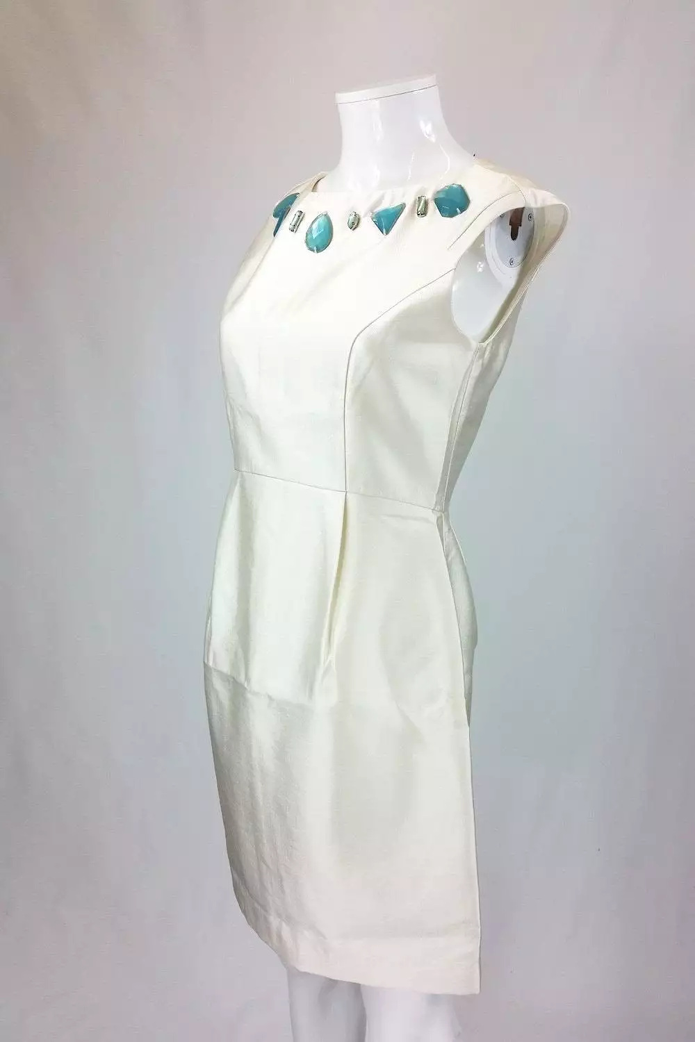 MISS SIXTY Ivory Embellished Sleeveless Shift Dress (M)