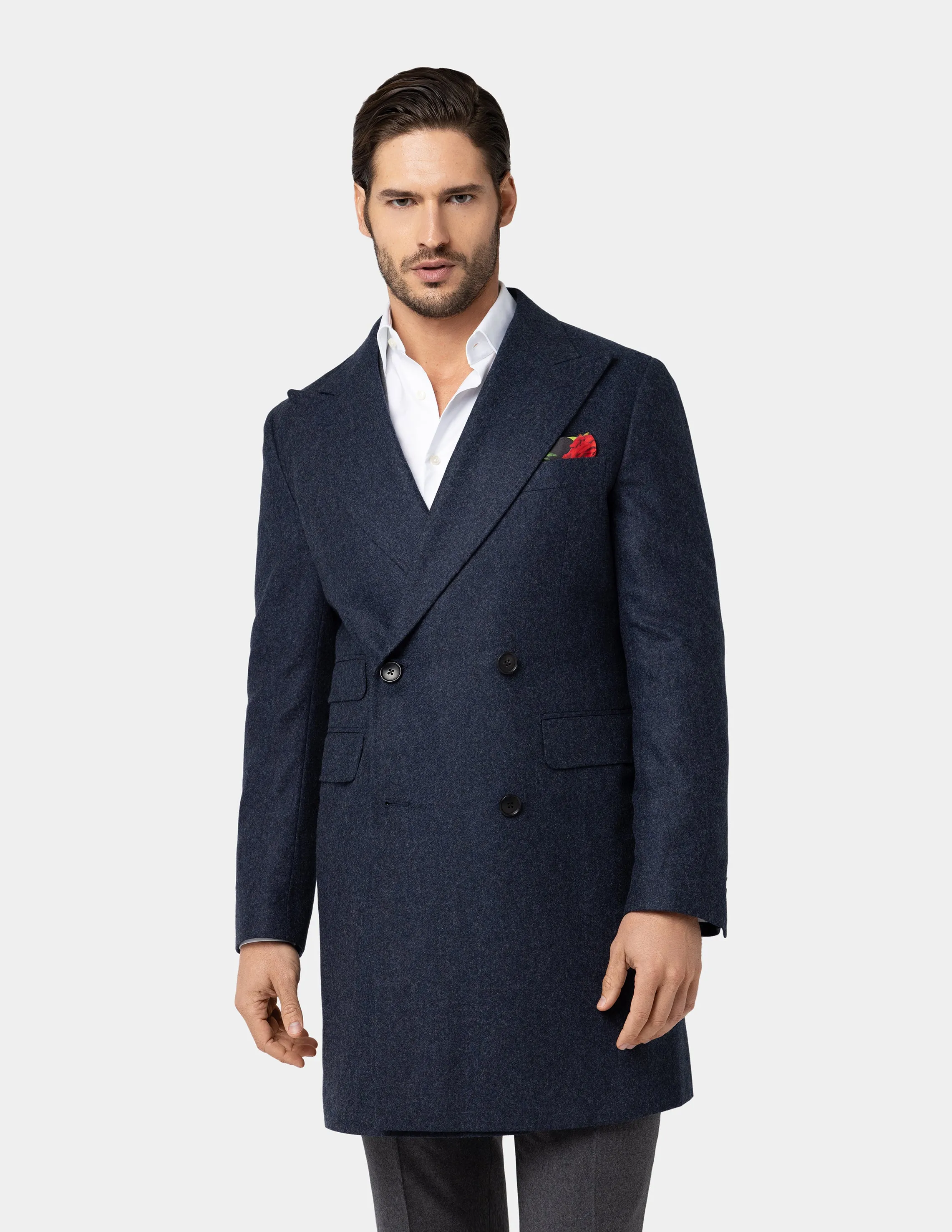 Navy Blue Double-breasted Coat