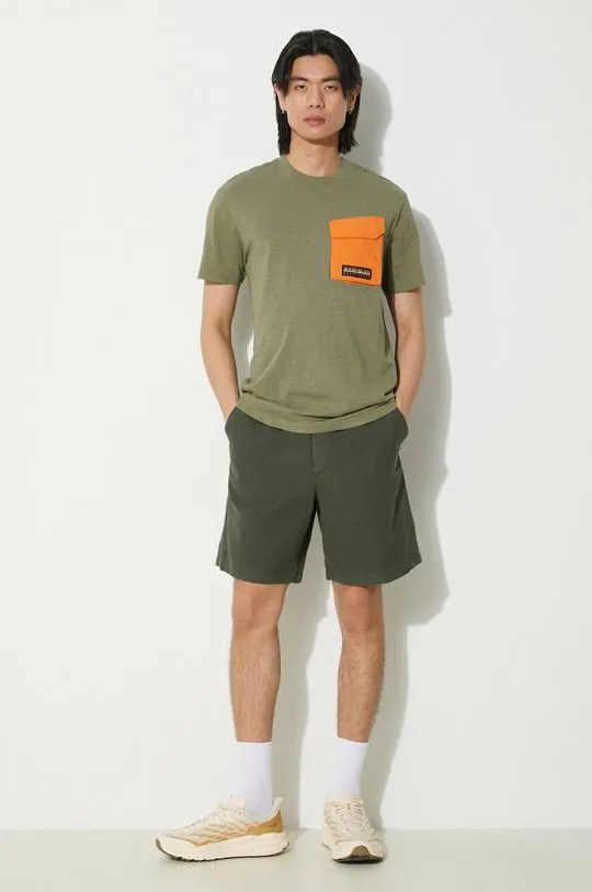 Norse Projects linen blend shorts Ezra Relaxed Cotton green color N35.0614.8022