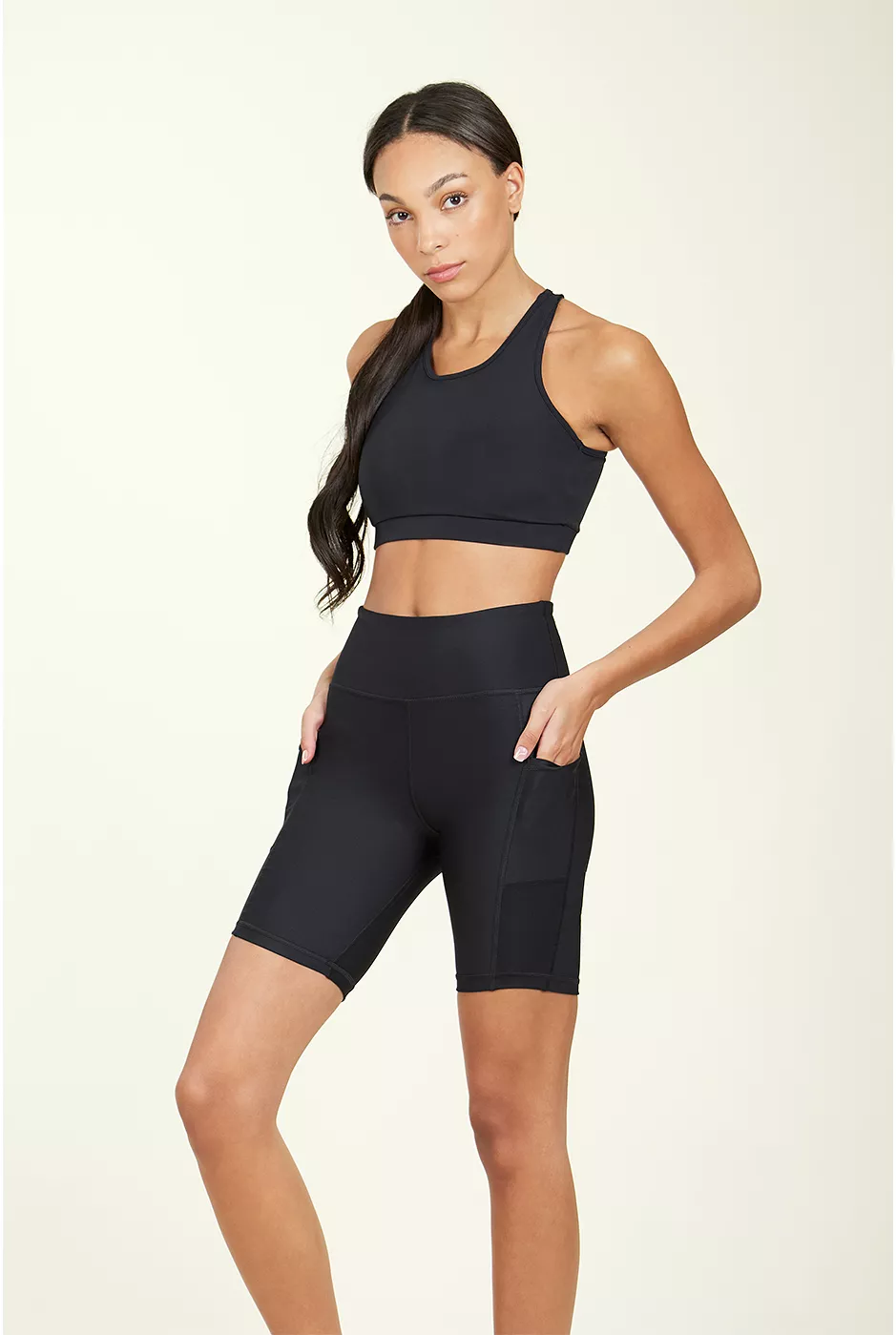 Over-Time Recycled Poly Biker Shorts in Black