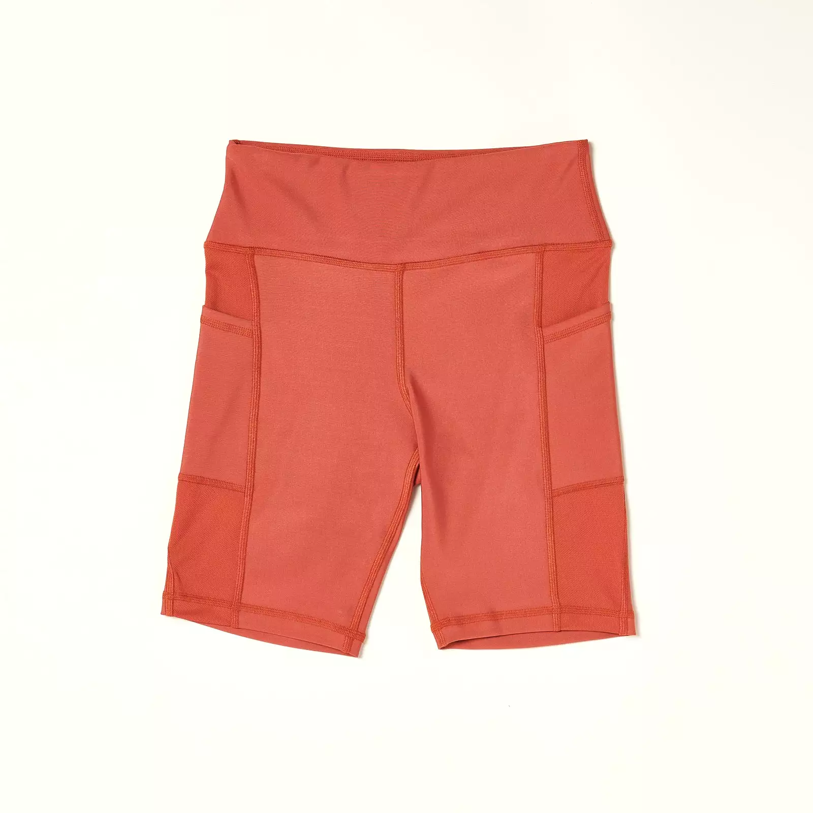 Over-Time Recycled Poly Biker Shorts in Hotsauce