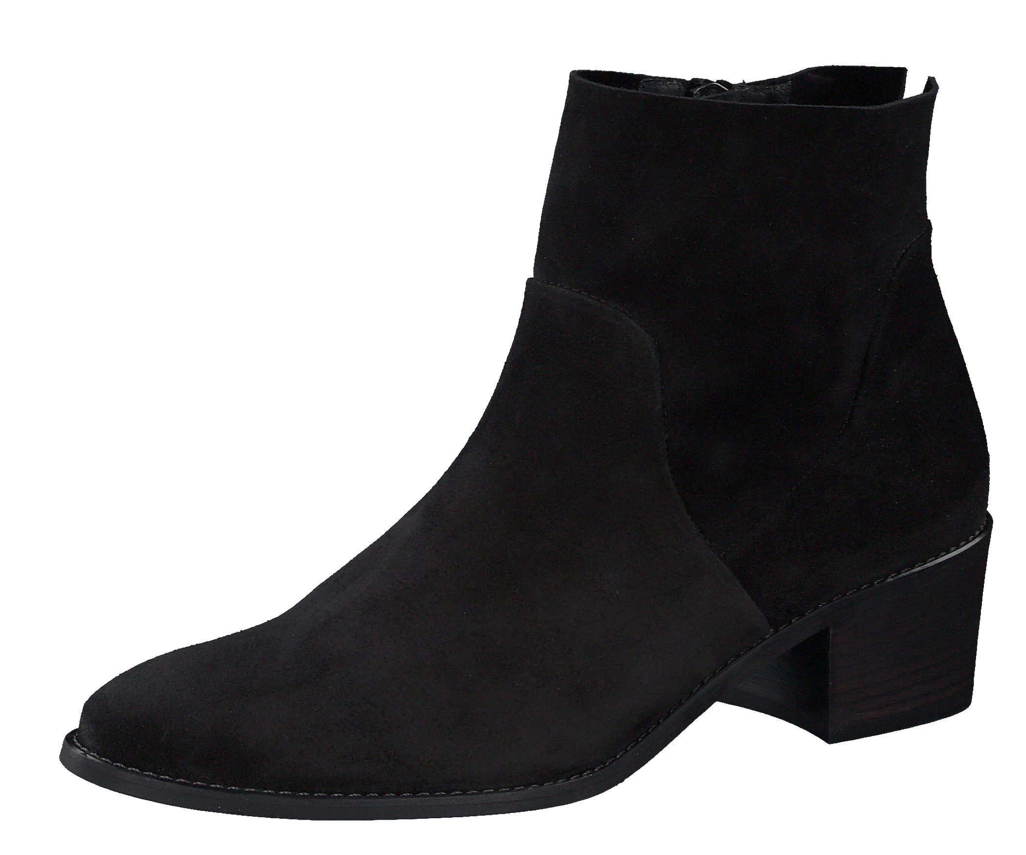 PAUL GREEN Black Suede  Ankle Boot with Block Heel 9025