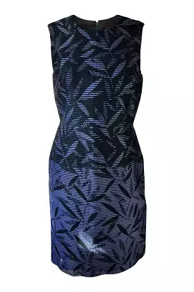 PAUL SMITH Silk Blue Green Leaf Print Sleeveless Shift Dress (IT 44)