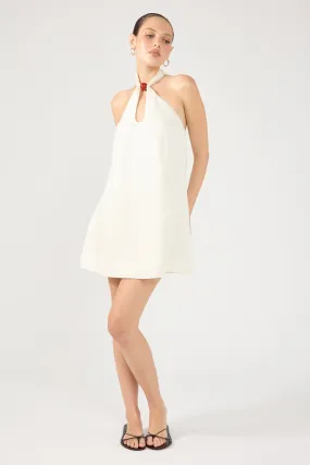 Perfect Stranger Amber Tie Linen Mini Dress Cream