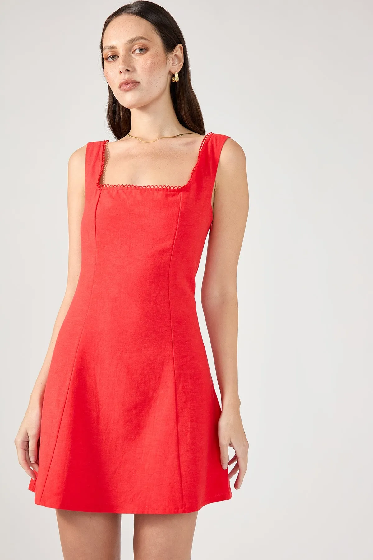 Perfect Stranger Lizzy Linen Mini Dress Red