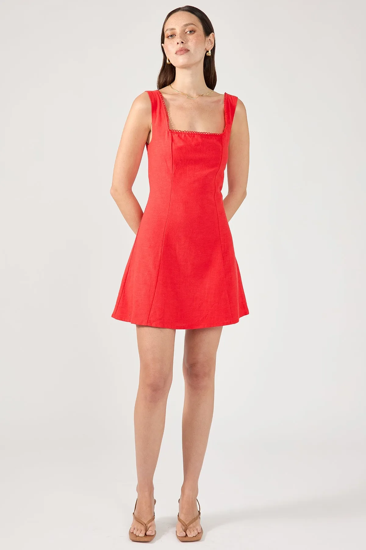 Perfect Stranger Lizzy Linen Mini Dress Red