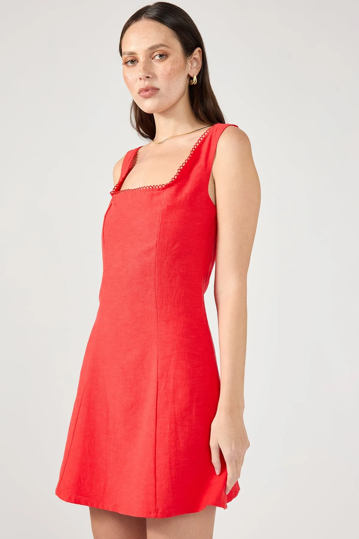 Perfect Stranger Lizzy Linen Mini Dress Red