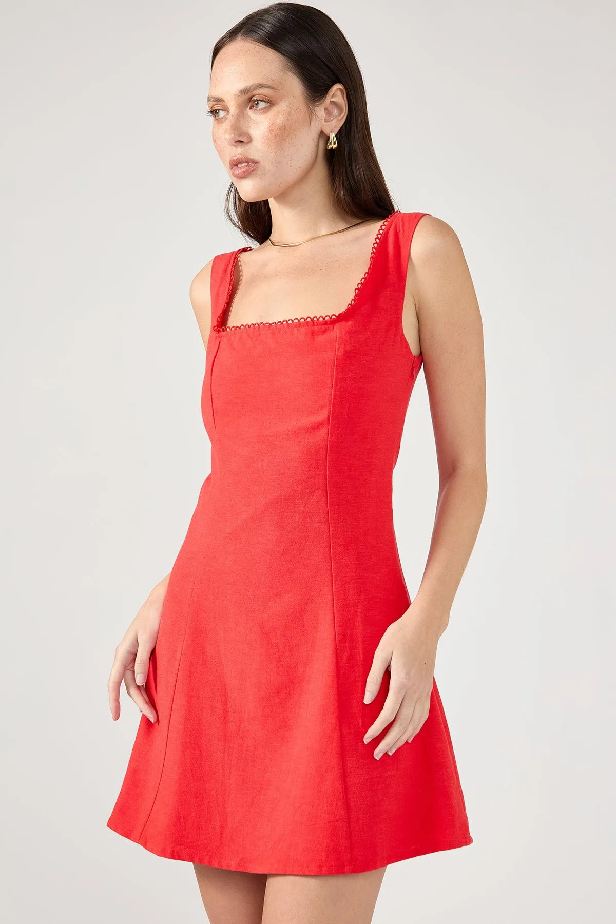 Perfect Stranger Lizzy Linen Mini Dress Red