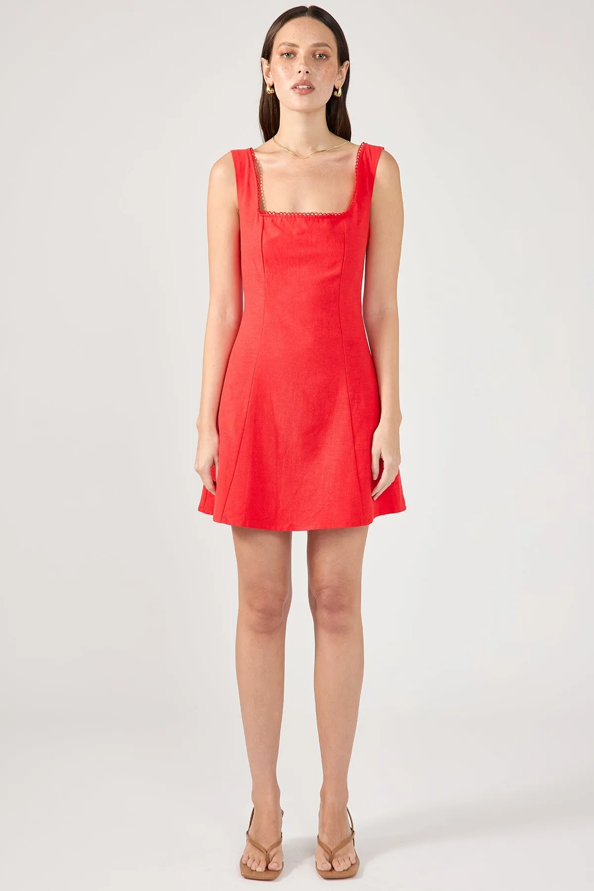 Perfect Stranger Lizzy Linen Mini Dress Red