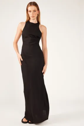 Perfect Stranger Sabine Linen Blend Maxi Dress Black