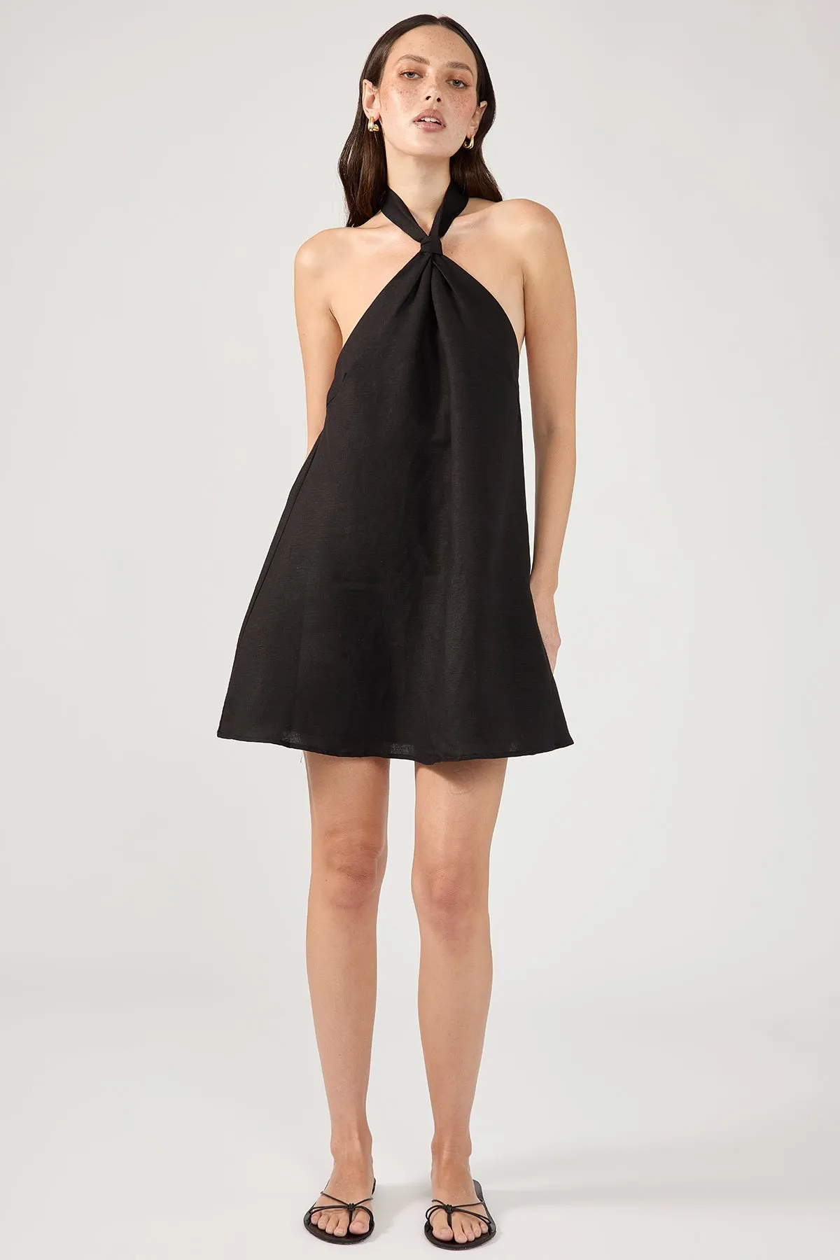 Perfect Stranger Tobago Linen Mini Dress Black