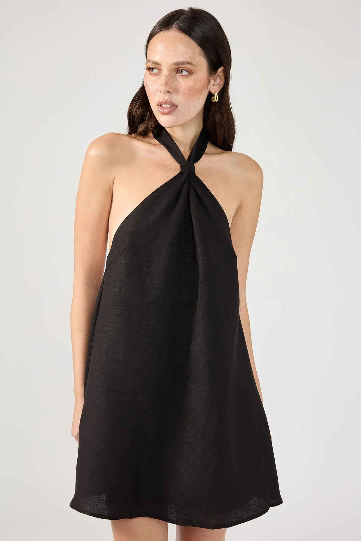 Perfect Stranger Tobago Linen Mini Dress Black