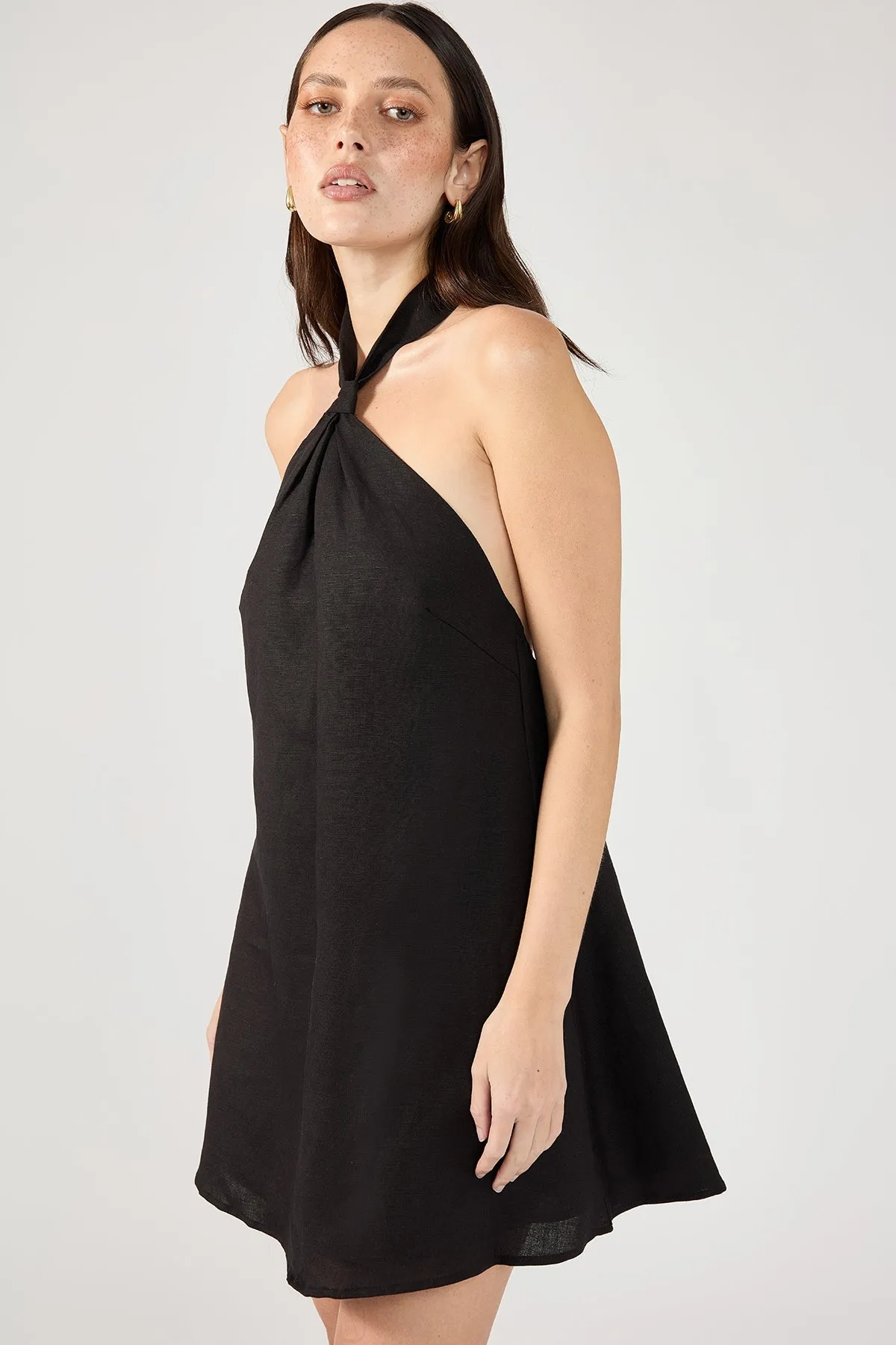 Perfect Stranger Tobago Linen Mini Dress Black