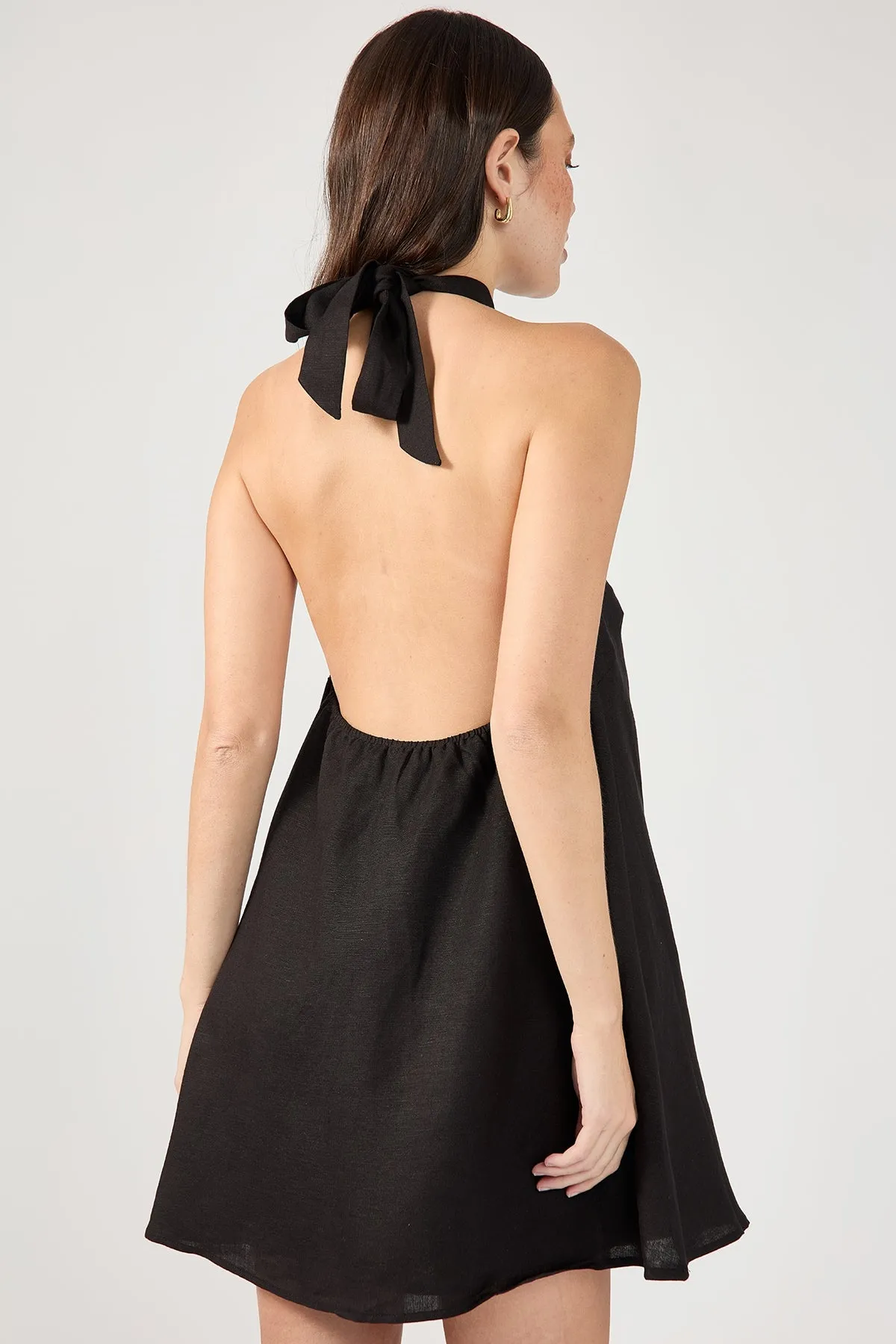 Perfect Stranger Tobago Linen Mini Dress Black