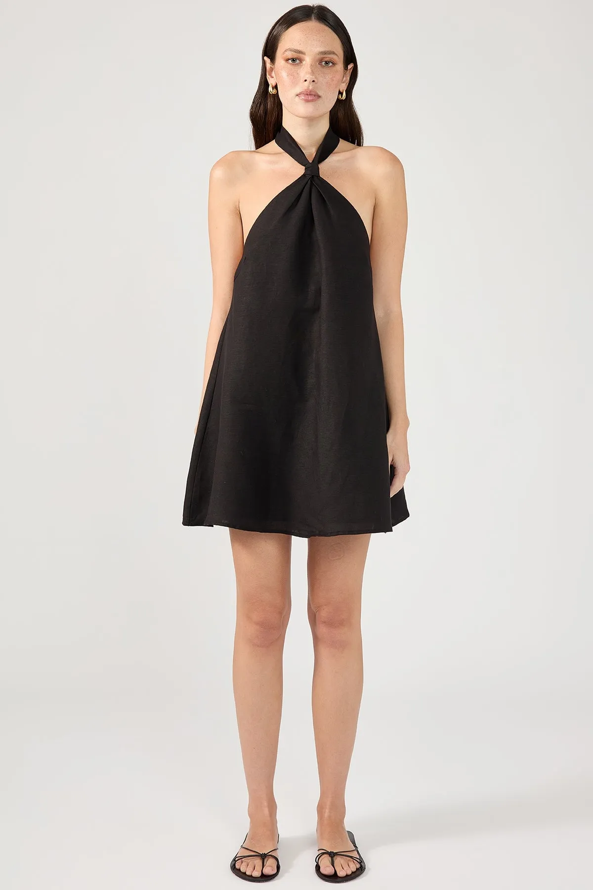 Perfect Stranger Tobago Linen Mini Dress Black