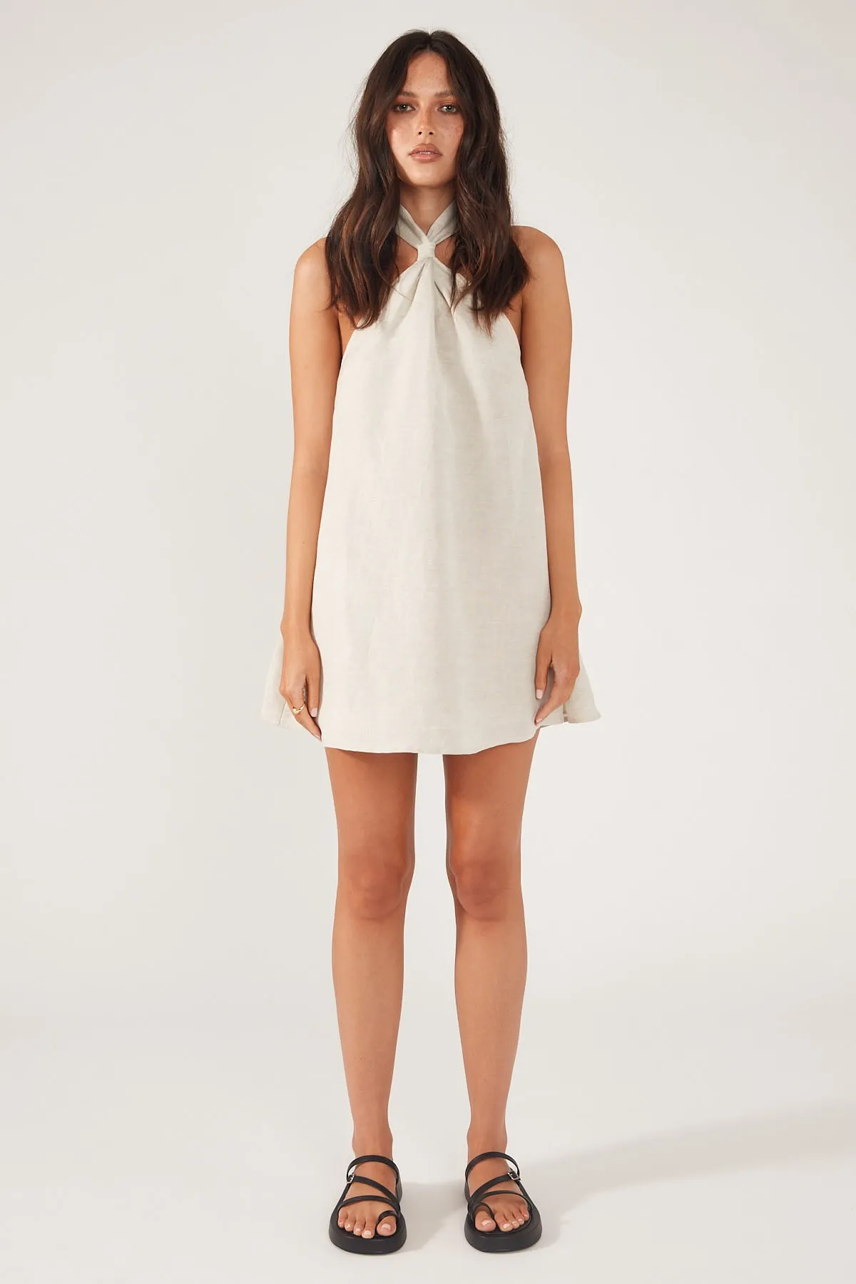 Perfect Stranger Tobago Linen Mini Dress Oatmeal