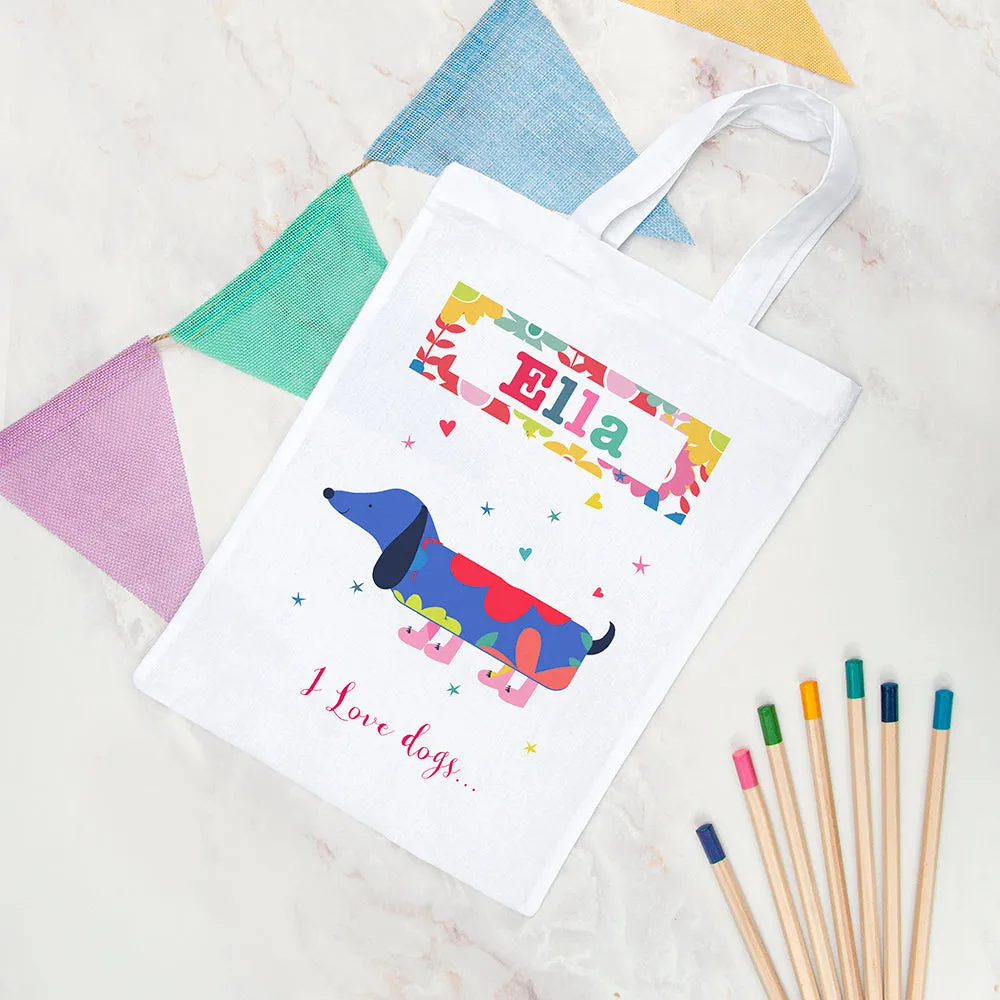 Personalised I Love Pets Fabric Party Bag