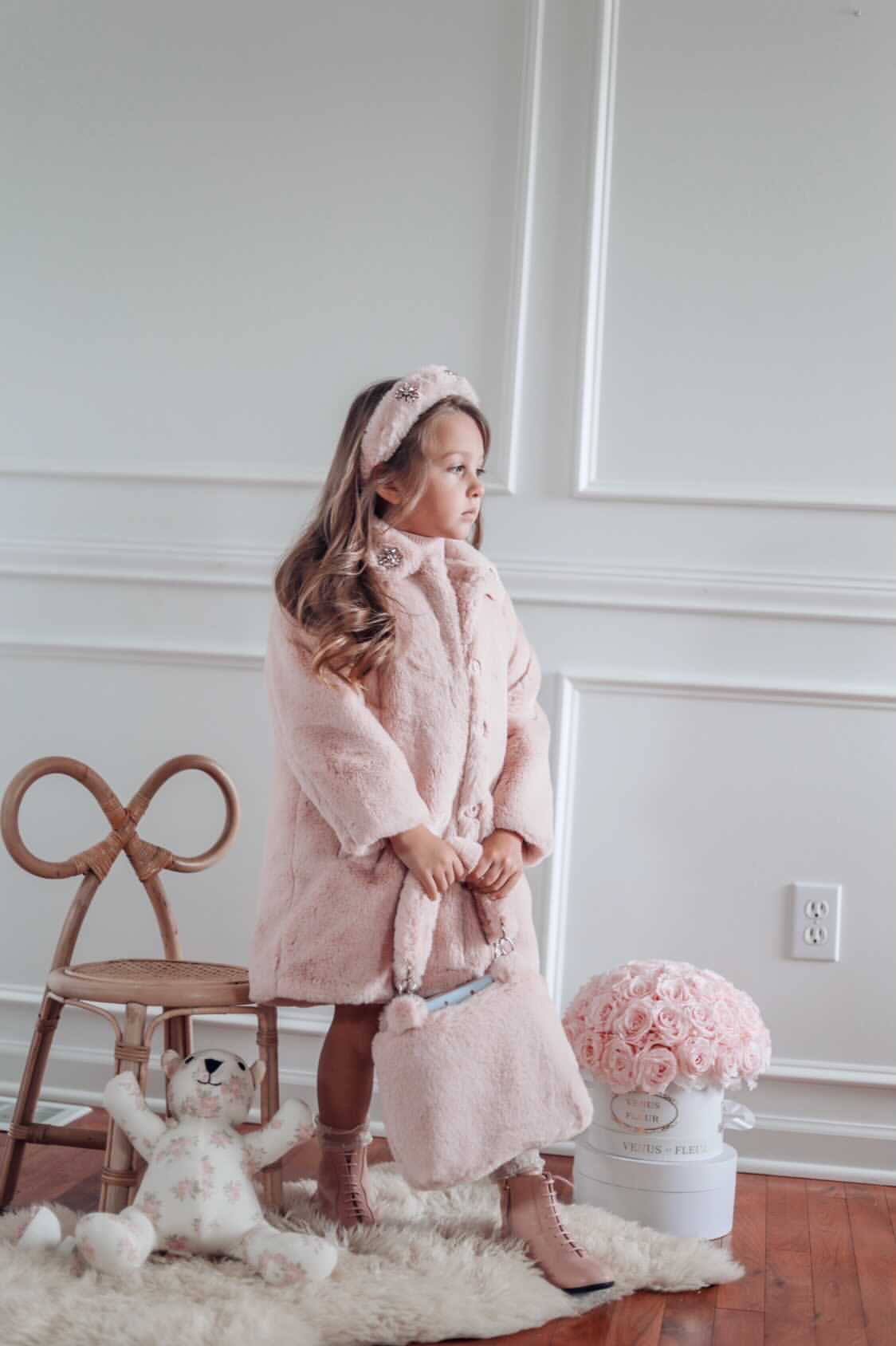 Pink faux-fur Coat Nicole Collection