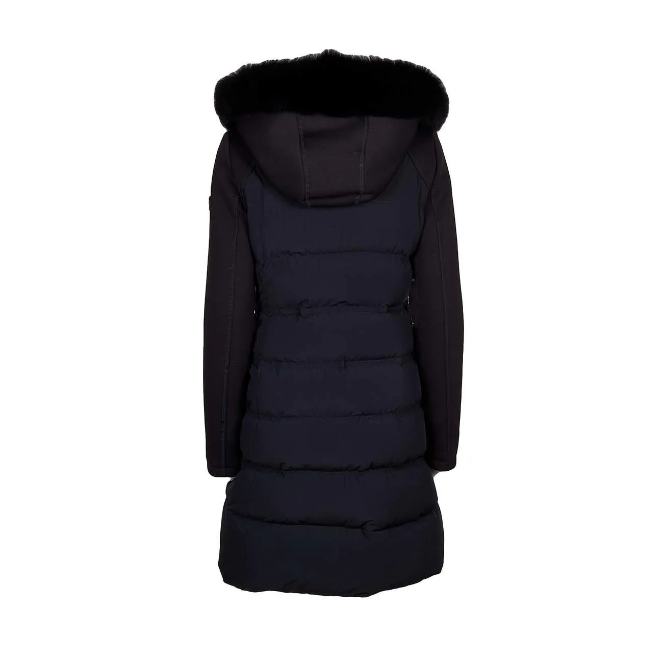 PIUMINO LUNGO LANSBURY CON PELLICCIA IN NYLON BISTRETCH Donna Nero