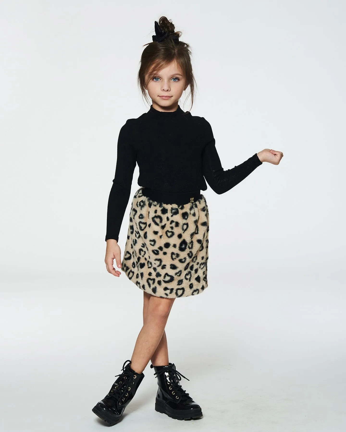 Printed Faux Fur Skirt Leopard