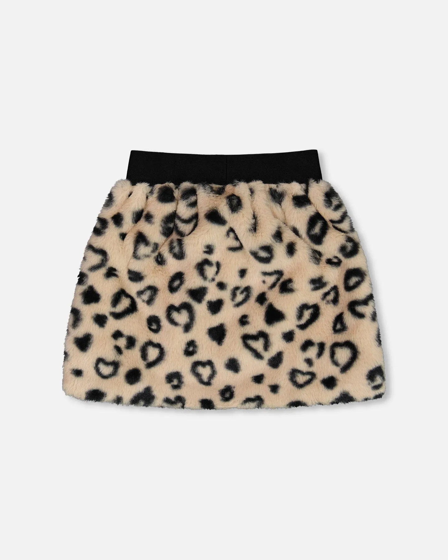 Printed Faux Fur Skirt Leopard