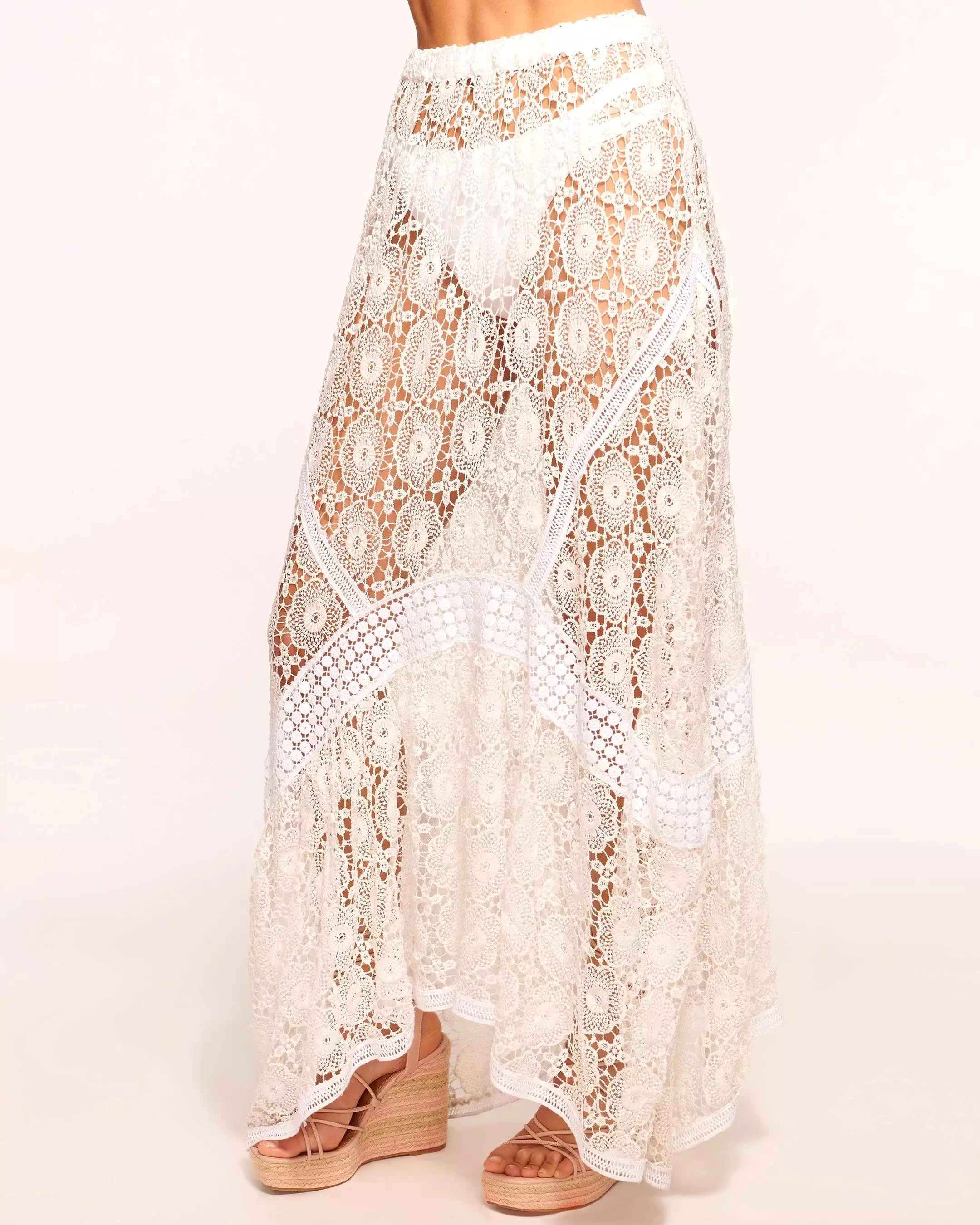 Ramy Brook - Dalia Coverup Maxi Skirt - White Printed Lace