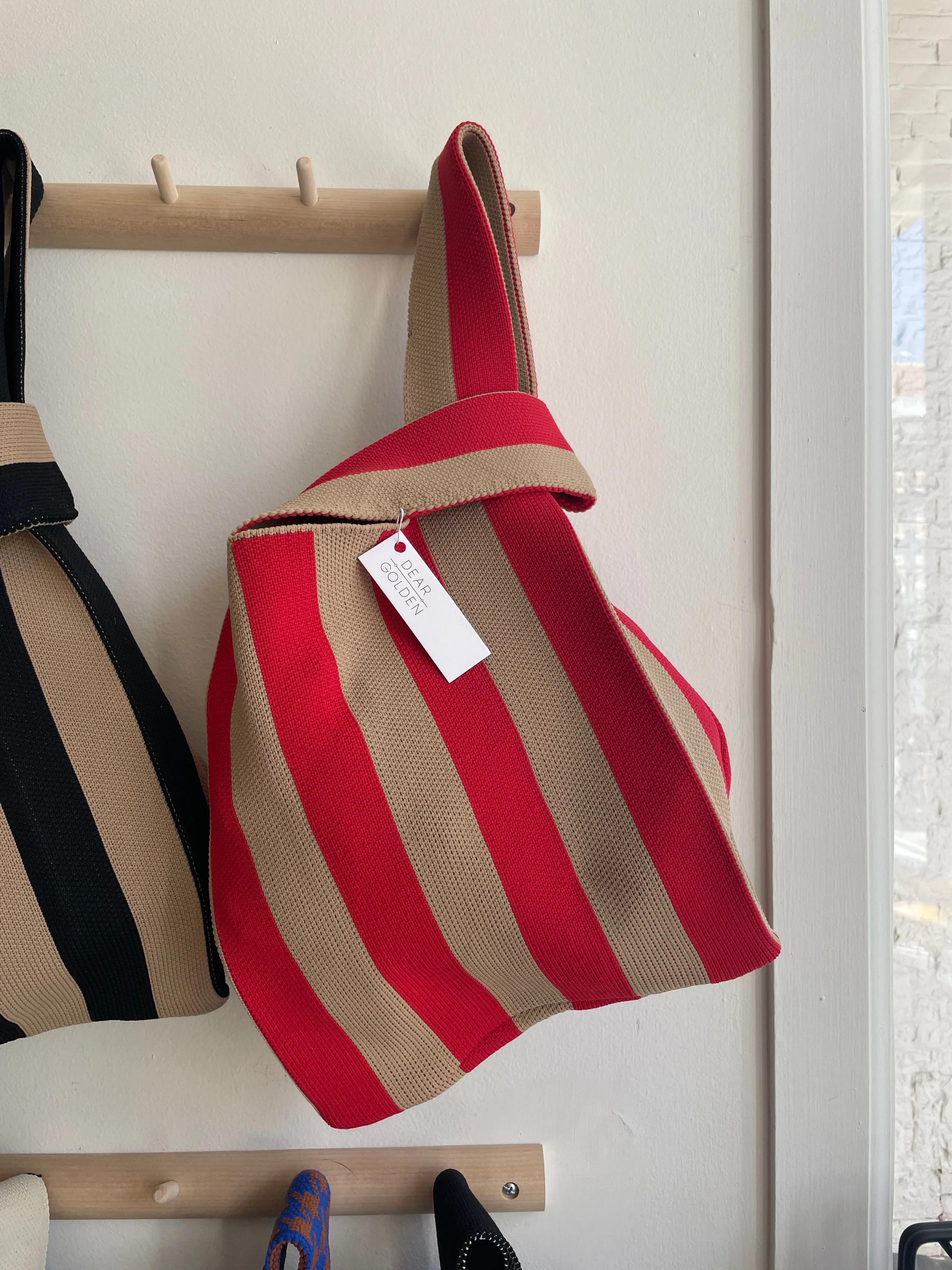 Red Stripe Knit Tote