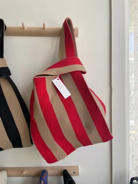 Red Stripe Knit Tote