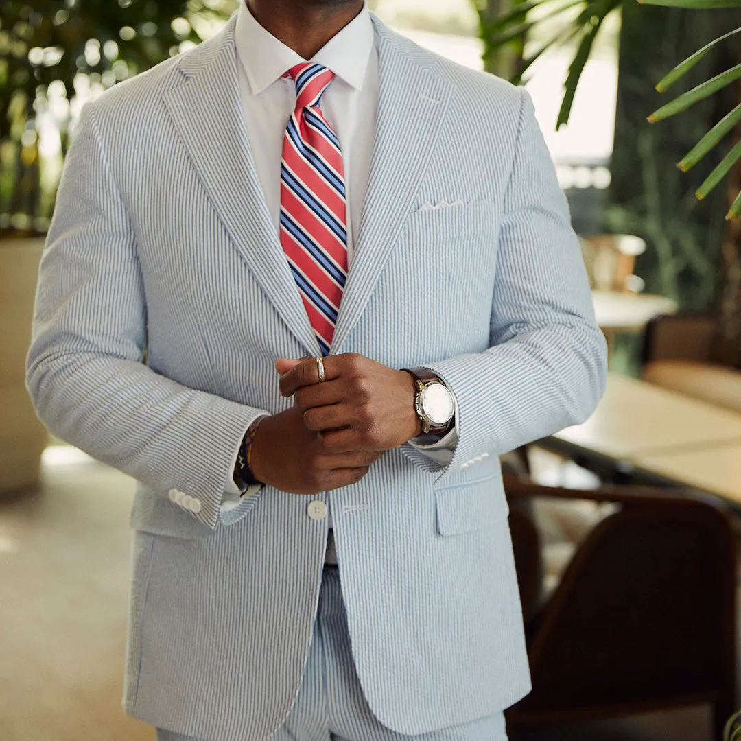 Sapphire Blue Seersucker Stretch Sport Coat | Seersucker Suit Separates