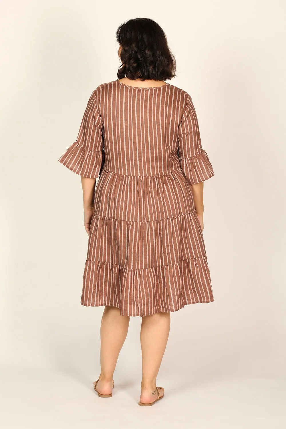 Scout Linen Tiered Dress in Nutmeg