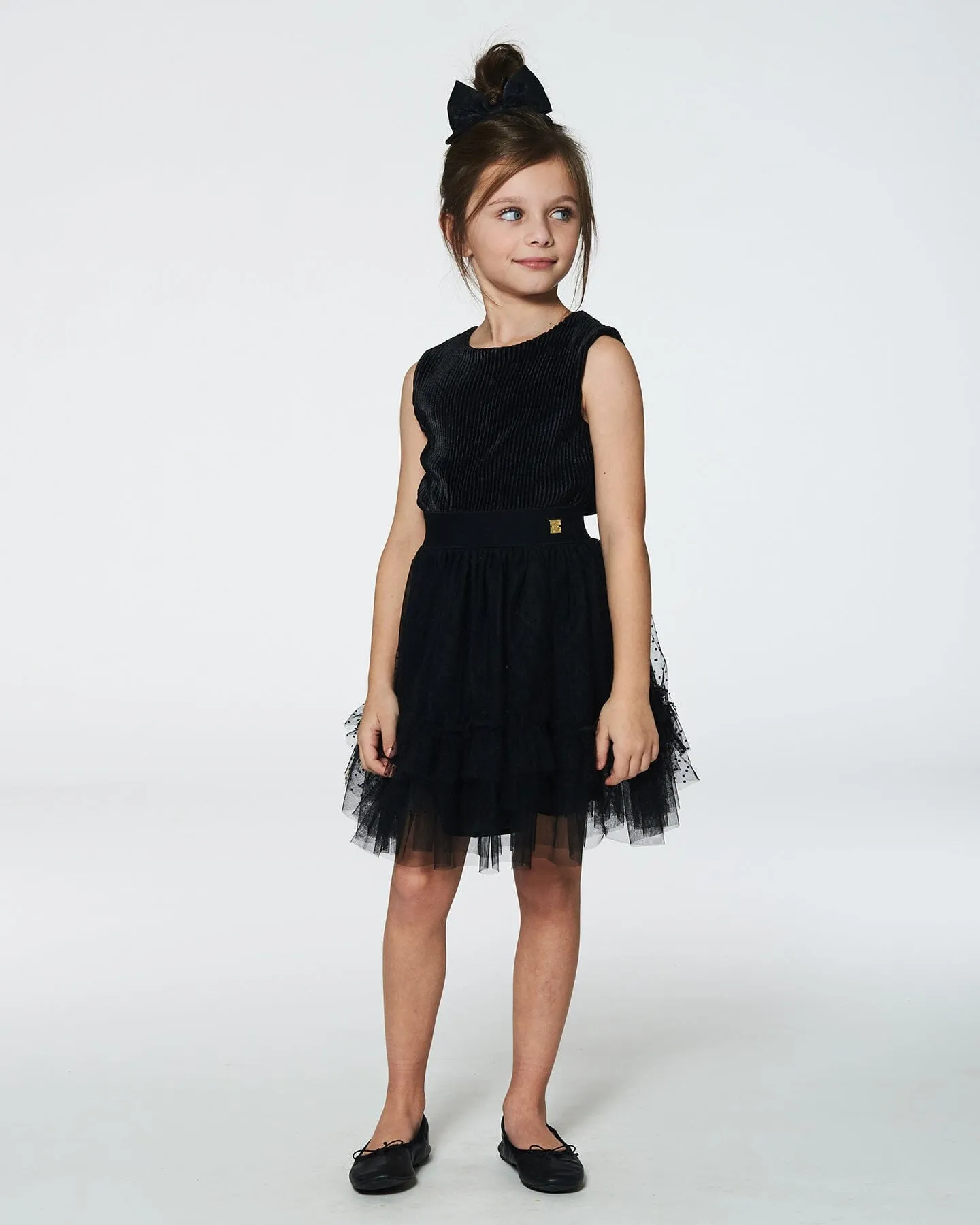 Sleeveless Dress With Tulle Skirt Black